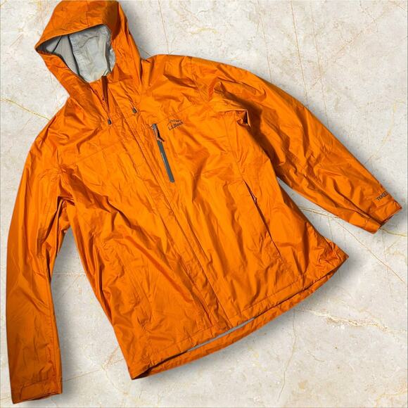 LL Bean Men's XL Orange Hooded Jacket Lightweight Waterproof Windbreaker Outdoor - Picture 1 of 3